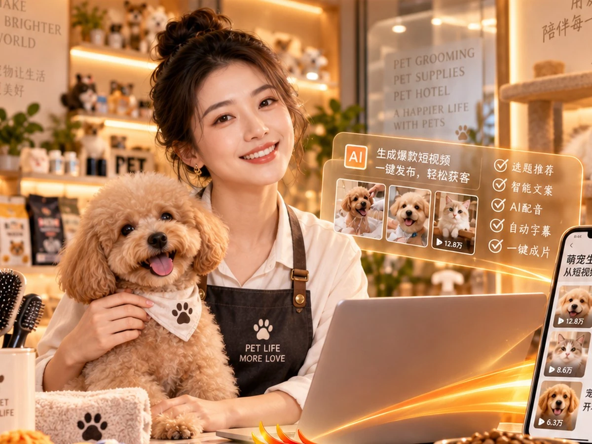 宠物服务经营者与宠物及数字人内容创作素材
