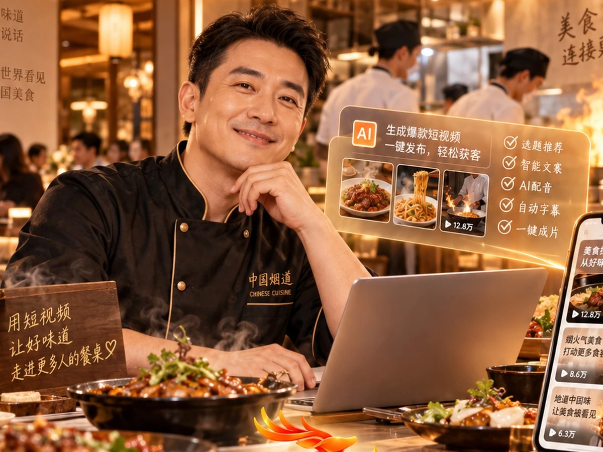 餐饮经营者与菜品及短视频创作素材