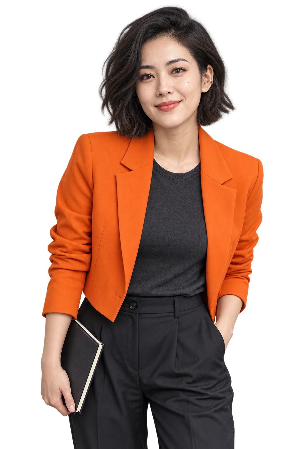 IP 导师鹿鹿老师，身穿橙色外套的女性形象